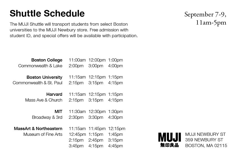 shuttle schedule